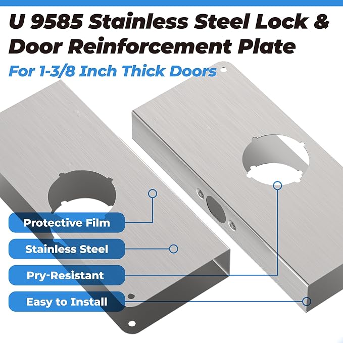 U 9585 Stainless Steel Lock and Door Reinforcement Plate - Image 5