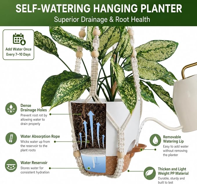 3 Pack Self Watering Hanging Planters - Image 5