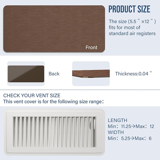 Magnetic Vent Covers 5.5"x12", Metallic Floor Vent Cover - Image 2