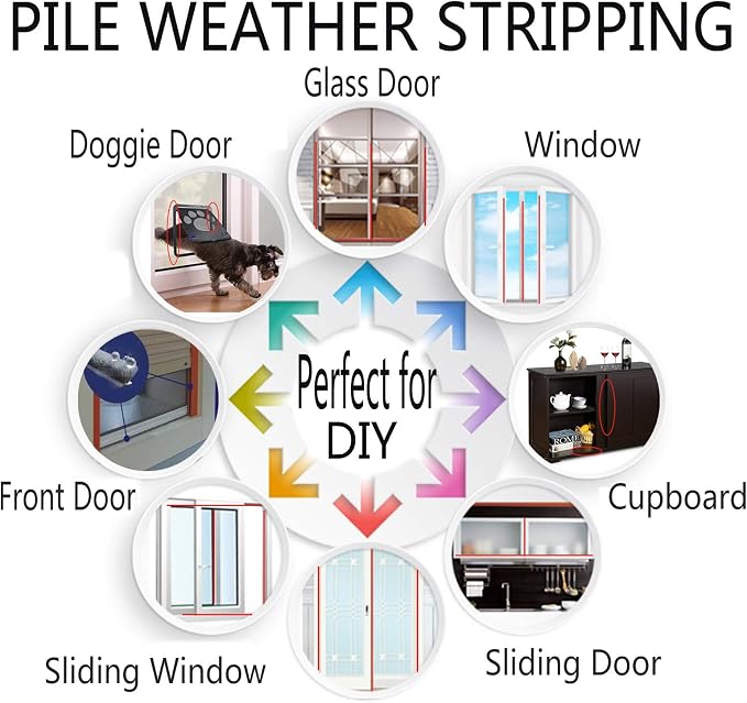 Weather Stripping Brush for Sliding Windows/Doors Frame Side, Pile Self - Image 5