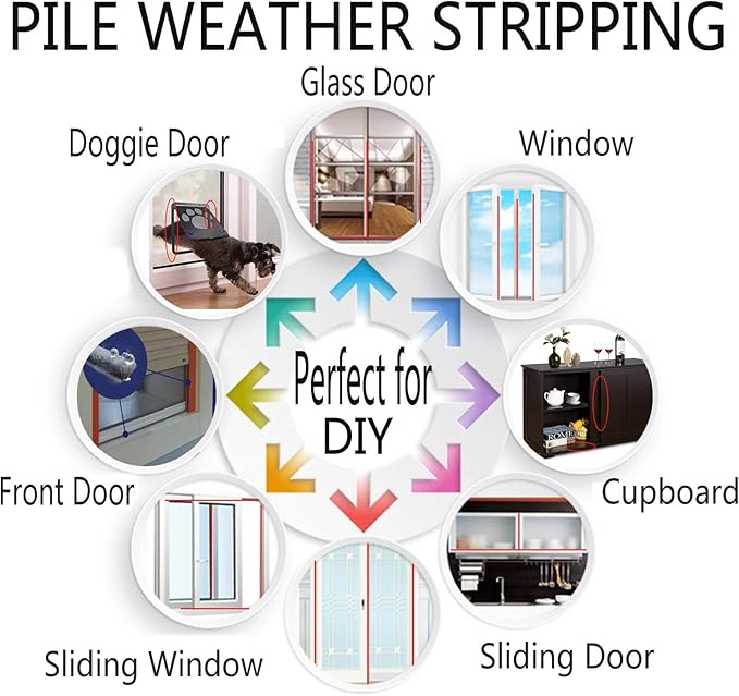 Weather Stripping Brush for Sliding Windows/Doors Frame Side, Pile Self - Image 5