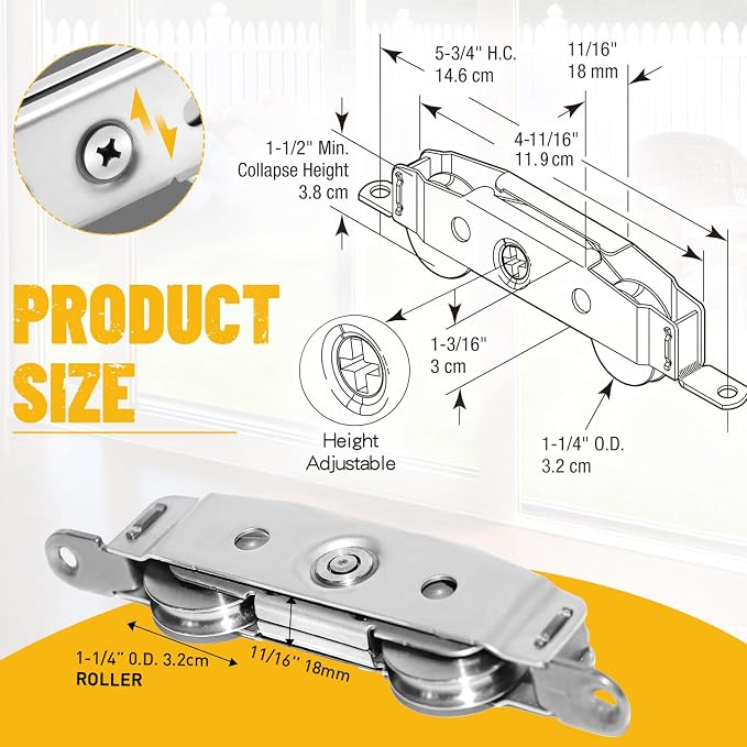 2 Pack Sliding Door Rollers Replacement, Stainless Steel Patio Door Rollers | - Image 5