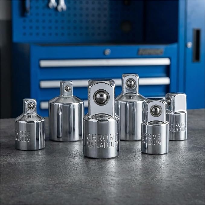 6 PCS Socket Adapter and Reducer Set, 1/4 to 3/8, 3/8 to 1/2, 1/4 to 1/2 Impact - Image 6