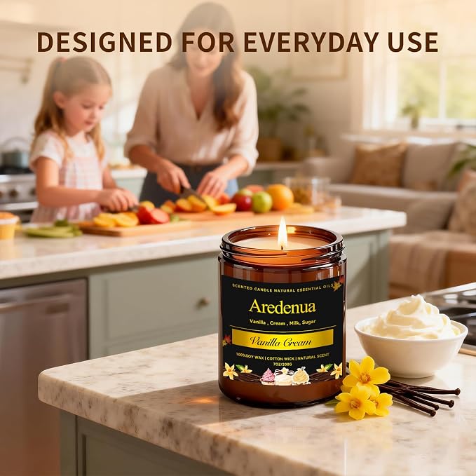 Vanilla Cream Odor Eliminating Candles, 7 oz Soy Scented Candle | Eliminates - Image 4