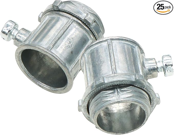 25 Pieces 1/2" EMT Connectors, Set Screw Type Zinc Die-Cast Conduit Fitting by Xadnitu