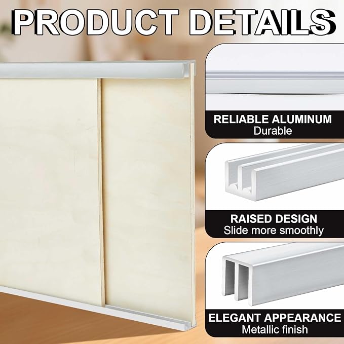 2 Set Metal Sliding Door Track Set, 4FT Metal Upper & Lower Tracks - Image 3
