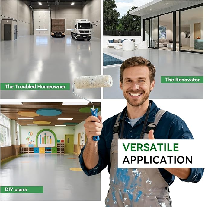 Silver-gray Professional Floor or Wall Paint Kit （5 gallon, 800-1000 sq.ft) - Image 6