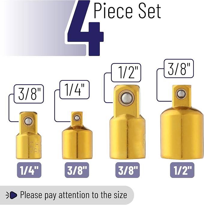 Bates- Impact Socket Adapter and Reducer Set, 1/2" 1/4" 3/8", Impact Adapter Set - Image 2