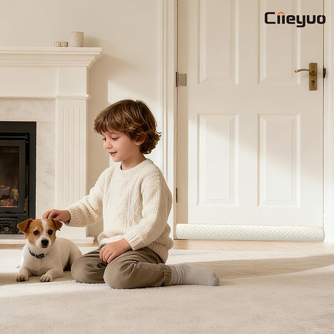 Ciieyuo Velvet Under Door Draft Stoppers Sound Blocker, door draft blocker - Image 3