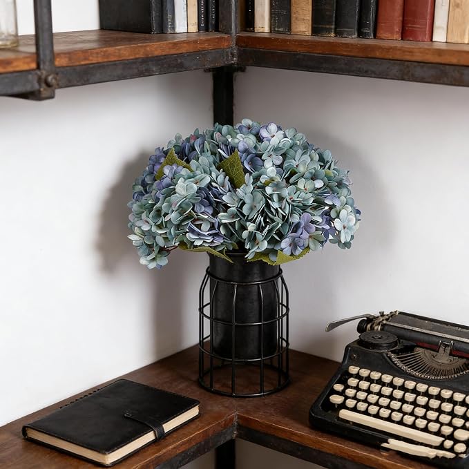 Kimura's Cabin 6pcs Hydrangea Artificial Flowers Silk Fake Hydrangeas, - Image 3
