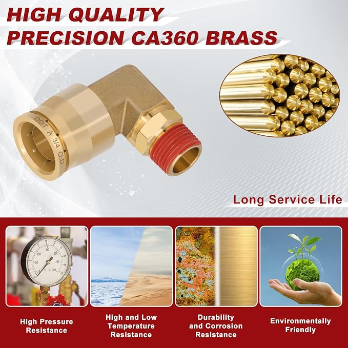 90° Swivel Male Elbow, 3/4" Tube x 3/8" NPT, DOT Approved 5PCS | - Image 2