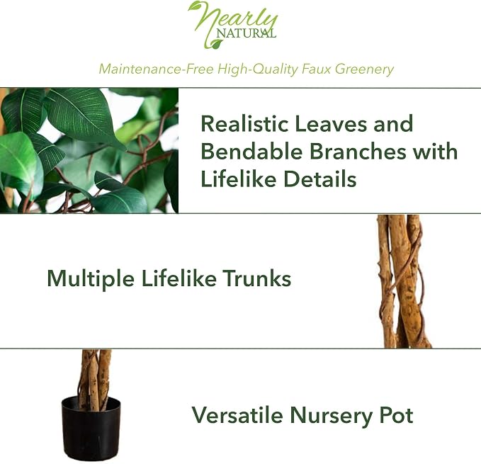 Nearly Natural 9ft. Artificial Ficus Tree - Image 3