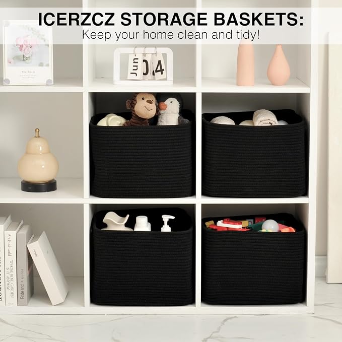ICERZCZ Storage Baskets for Organizing & Shelves, Woven Cotton Rope - Image 6