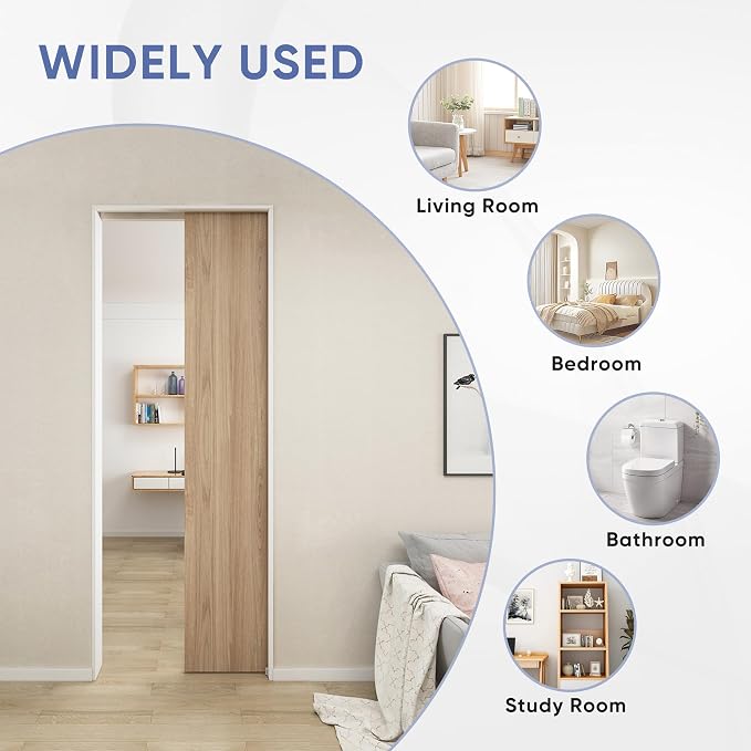 JUBEST 5.3FT Commercial Grade Pocket Door Hardware and Track Set, Sliding Door - Image 7