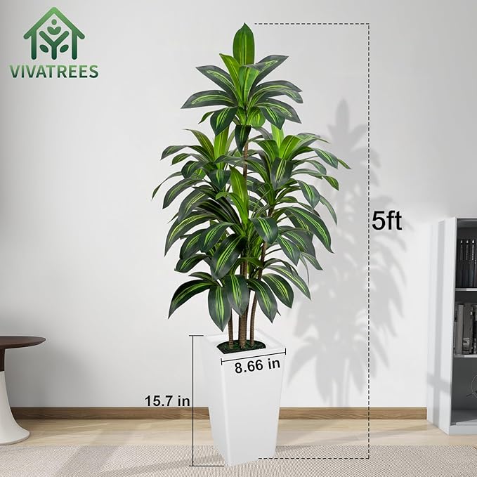 VIVATREES Dracaena Tree 5FT Artificial, 60in Tall Faux Dracaena Tree - Image 6