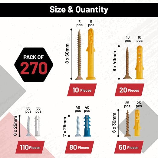 120Pcs #8 Self Drilling Drywall Anchors and Screws Kit | #8 x 1-1/4" Superb - Image 2