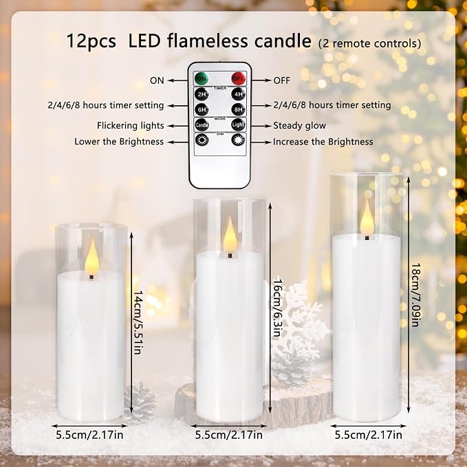 12-Pack White Acrylic Flameless LED Candle Set - Image 4
