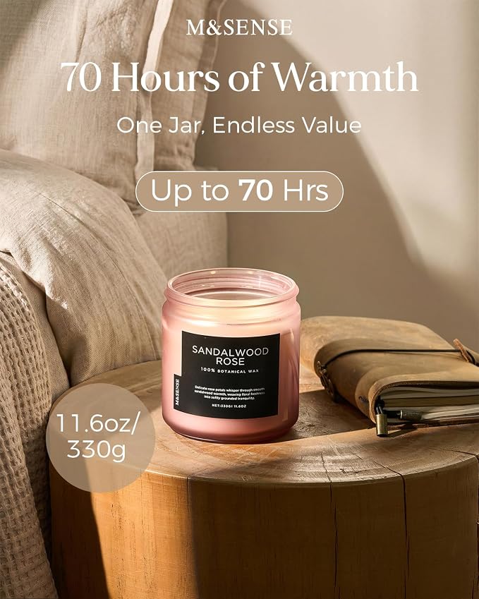 M&SENSE Sandalwood Rose Scented Candles - Image 3