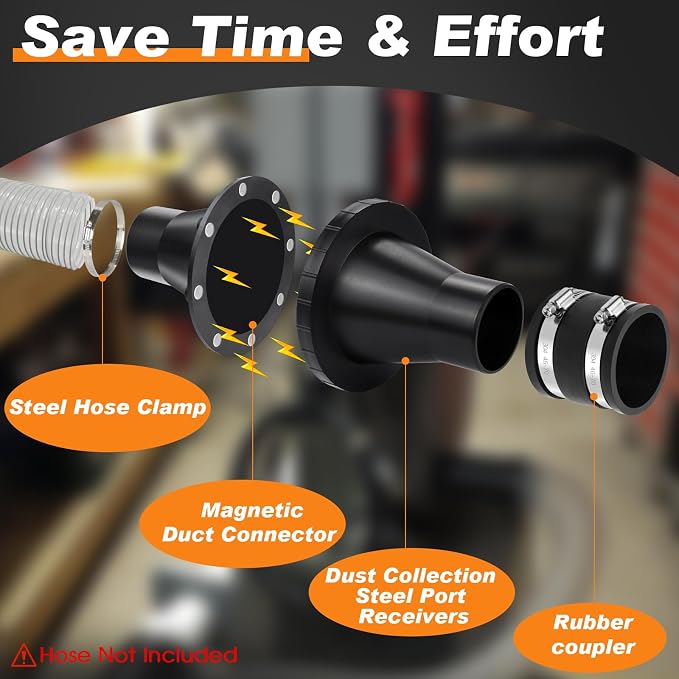 2-1/2 Inch Magnetic Dust Collection Connector w/ 2.5”Dust Control Flex Cuff | - Image 6