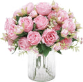 2 Packs Peonies Artificial Flowers, Light Pink Silk Artificial Peonies | Fake by MARTINEMALL