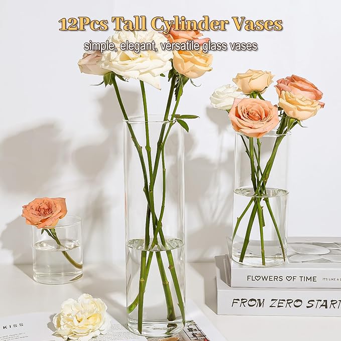 12pcs 12 Inch Clear Glass Cylinder Vases - Image 5