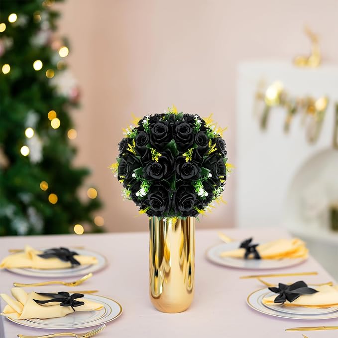 BLOSMON Fake Black Rose Flower Balls - Image 3