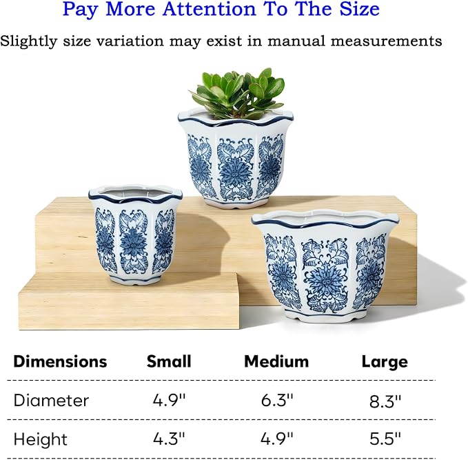 HakkaGirl Ceramic Pots for Plants, Chinoiserie Décor Ceramic Flower Pots - Image 4