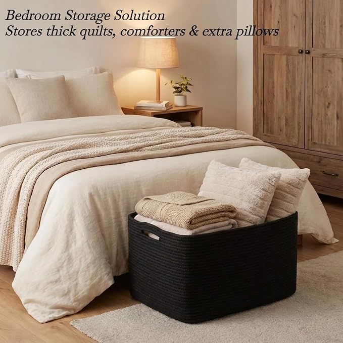 Optish 75L Large Woven Blanket Basket, Storage Basket - Image 7