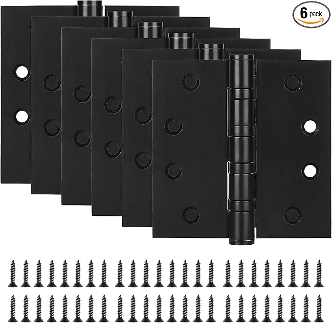 6 Pack Stainless Steel 4'' Door Hinges, 4in x 4in Heavy-Duty Ball Bearing Door by LITLANDSTAR