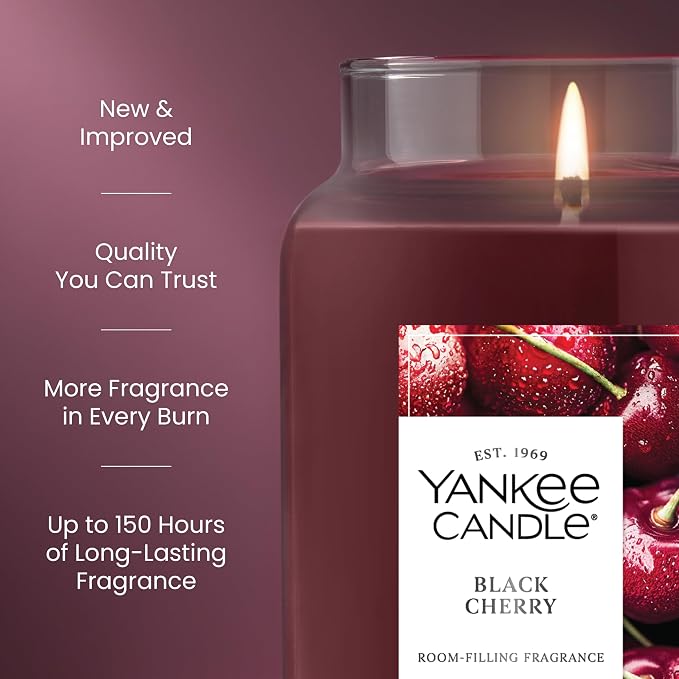Yankee Candle Black Cherry Scented Candle, 22oz Large Jar - Image 3