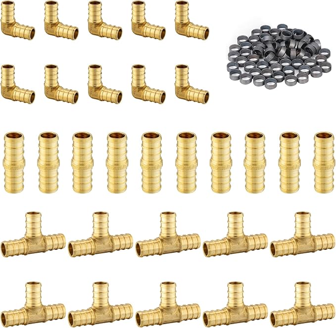 100 Pack Foskan 1/2 Inch PEX Barb Crimp Fittings Set | 10 Pieces Each:Elbow by Unknown
