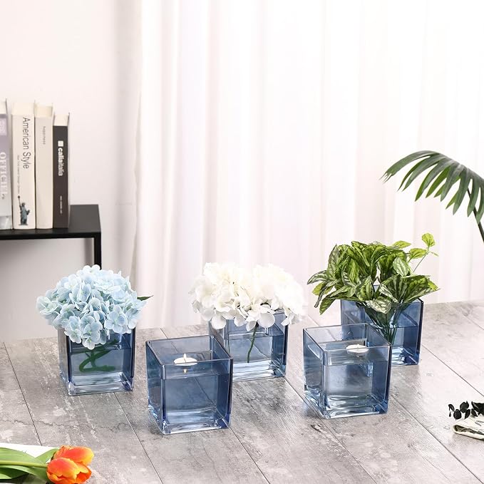 Square Glass Vases Set of 9, Small Vase - Image 6