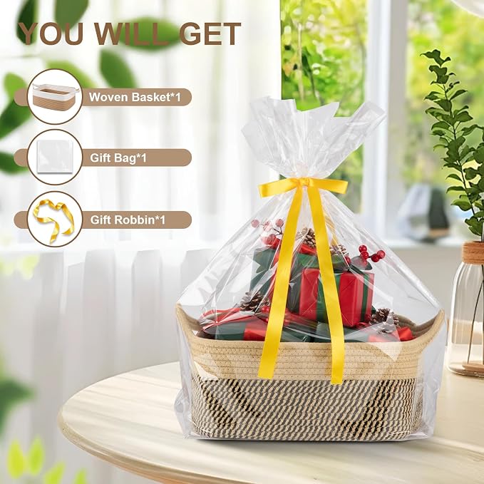 OIAHOMY Woven Basket, Gift Basket Empty - Image 3