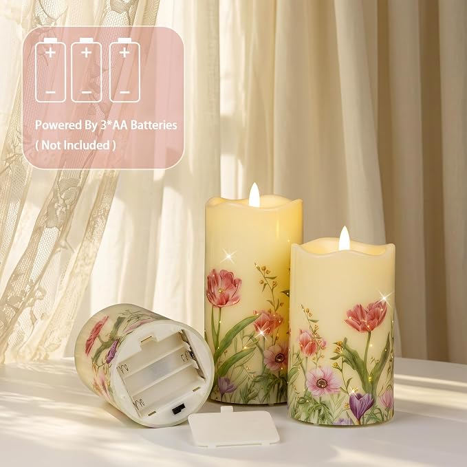 Flameless Candles, Battery Operated Floral Candles - Image 6