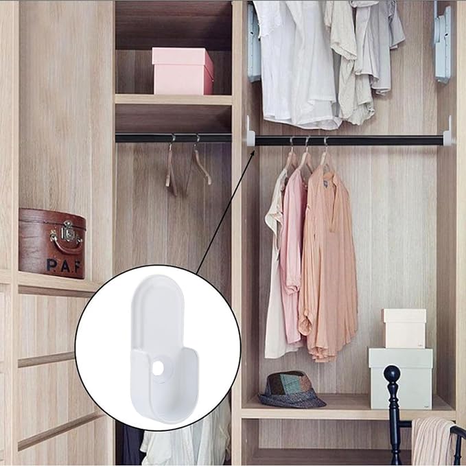 INCREWAY Oval Closet Rod Supports，6PCS Wardrobe Bracket Zinc Alloy Closet Rod - Image 5