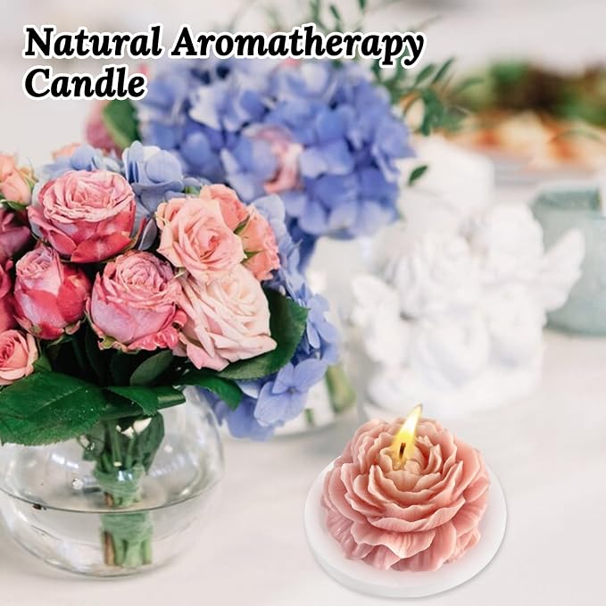 Purple-Pink Peony Flower Shape Candles - Image 3