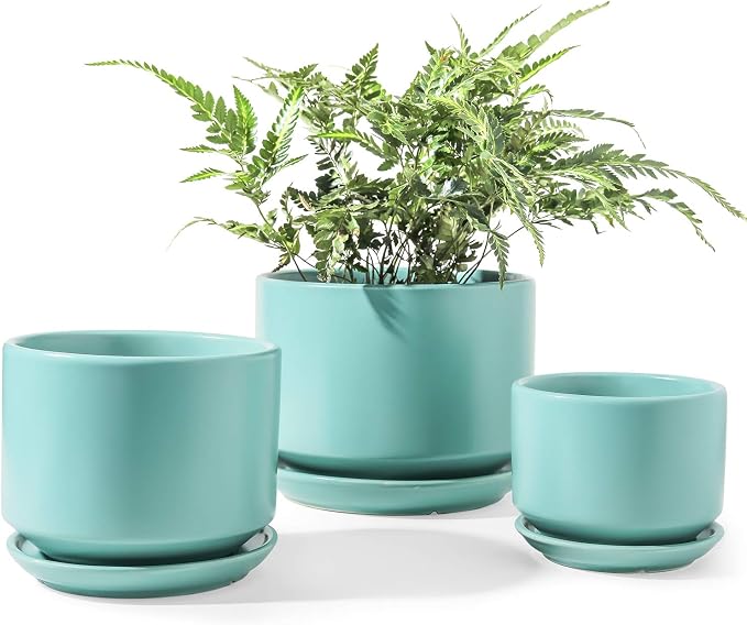 LE TAUCI Ceramic Plant Pots, 4.3+5.3+6.8 inch, Planters by LETAUCI