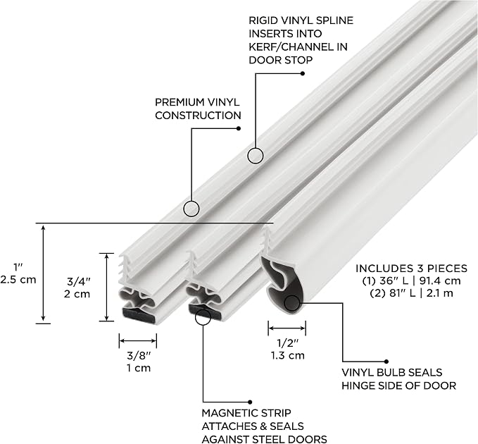 MD Building Vinyl Magnetic Strip Door Seal Kit, Fits 36in - Image 2