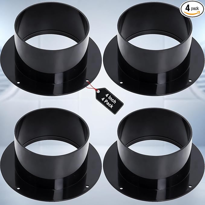 4 Inch Duct Connector Flange, ABS Dryer Vent Wall Plate by WADOY
