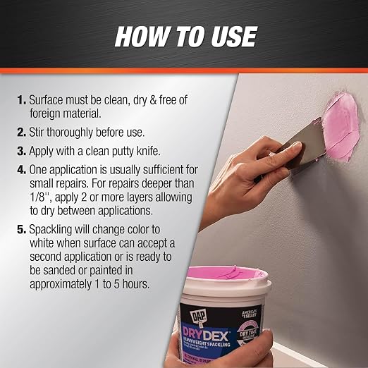 1 qt DAP 12330 DryDex Interior/Exterior Spackling- Pack of 2 - Image 3
