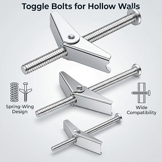weideer 100Pcs Toggle Bolts 1/8" 3/16" 1/4" Heavy Duty Drywall Anchors and - Image 6