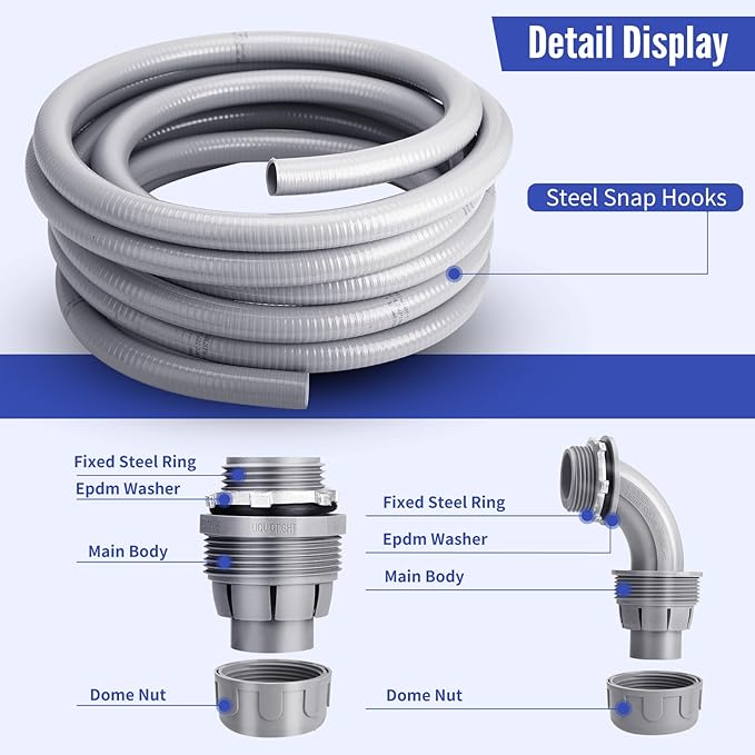 Liquid Tight Conduit 1/2 inch 100FT, Flexible Non-Metallic Liquid Tight Flex - Image 5