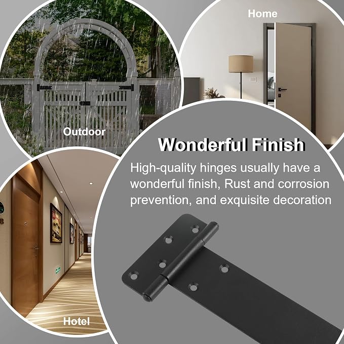 6 Pack 8" Door Hinges, 300 Lbs Capacity Heavy Duty Gate Hinges | Matte black - Image 5
