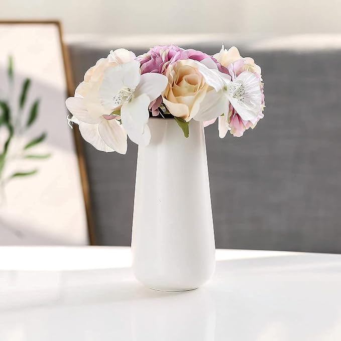 D'vine Dev 8 Inch Ceramic Flower Vase Matte Finishing, Minimalist Design - Image 5