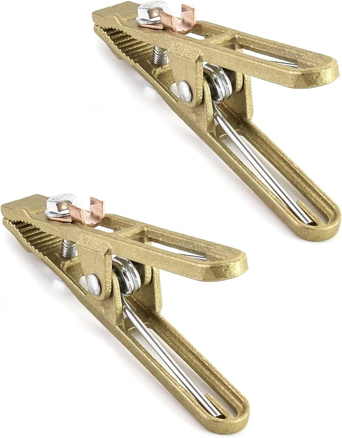 QWORK Brass A-Shape Earth Clamps, 2 Pack 260A Ground Welding Copper Grip Clip - Image 7