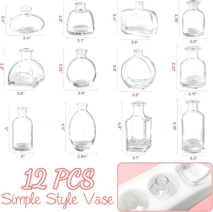 Bud Vases Set of 12, Small Vases | - Image 2
