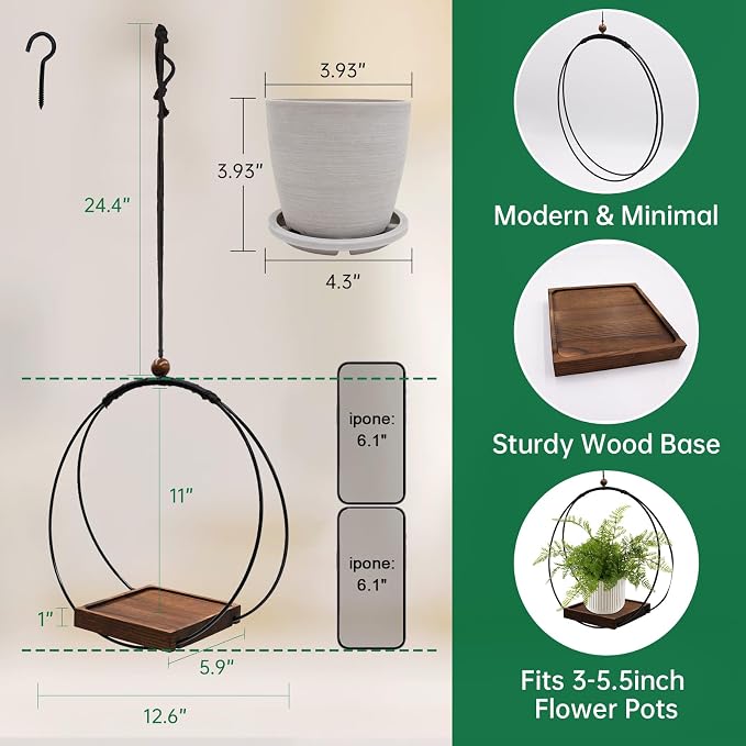 hismocal Hanging Planter for Indoor Plants, Plant Hanger - Image 2