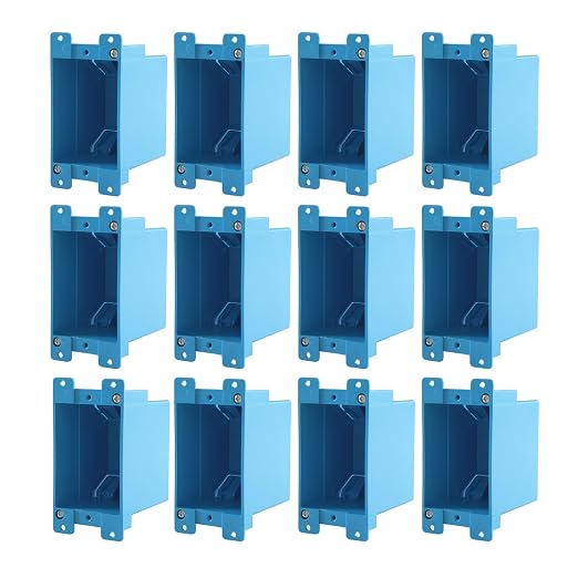 12 Pack Single Gang Electrical Outlet Box, Old Work Box, 14 Cubic Inch Plastic by Unknown