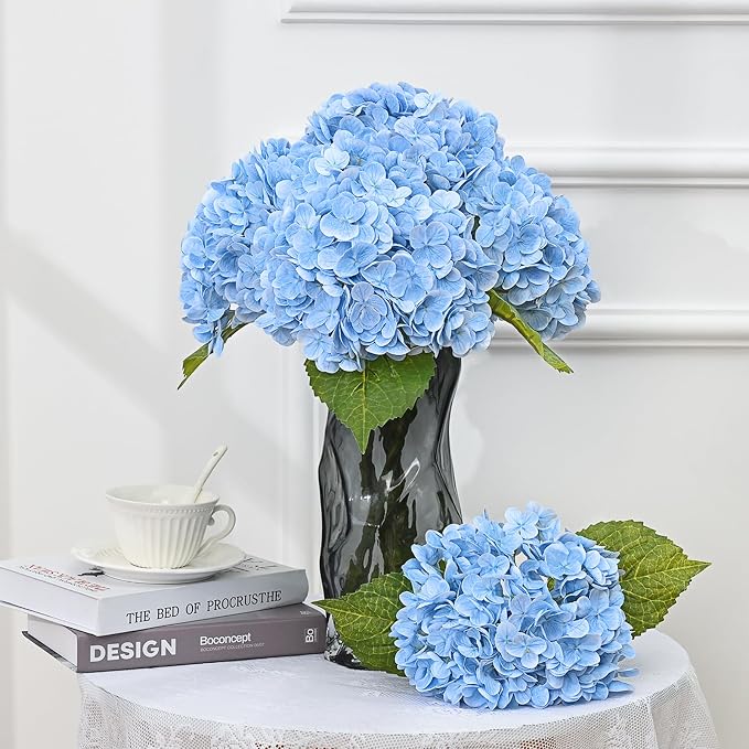 3Pcs 21in Hydrangea Artificial Flowers, Latex Real Touch Hydrangeas Lifelike - Image 8