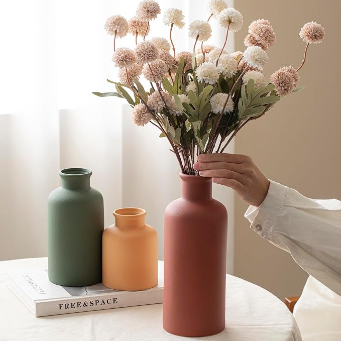 Large Modern Ceramic Vase Set of 3, Neutral Colors, Decorative Bottles - Image 2